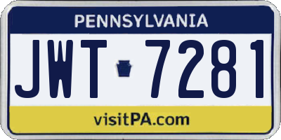 PA license plate JWT7281