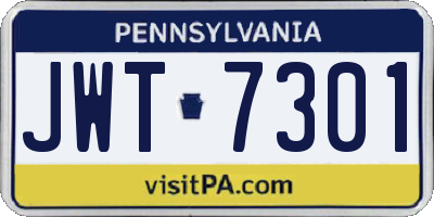 PA license plate JWT7301