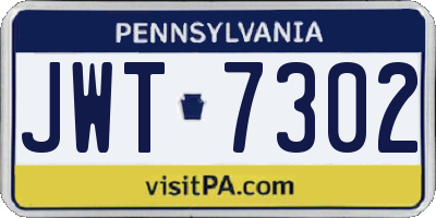 PA license plate JWT7302