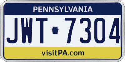 PA license plate JWT7304