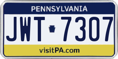 PA license plate JWT7307