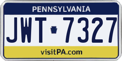 PA license plate JWT7327