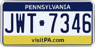 PA license plate JWT7346