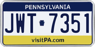 PA license plate JWT7351