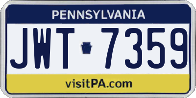 PA license plate JWT7359