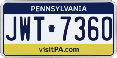 PA license plate JWT7360