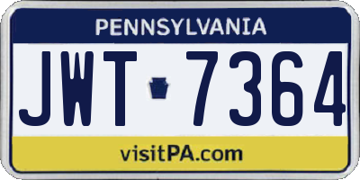 PA license plate JWT7364