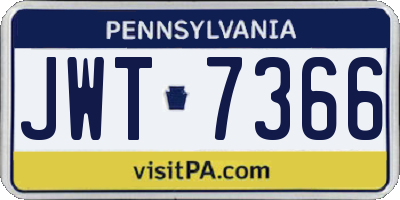 PA license plate JWT7366