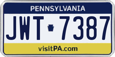 PA license plate JWT7387