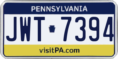 PA license plate JWT7394