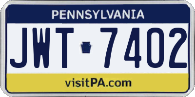 PA license plate JWT7402