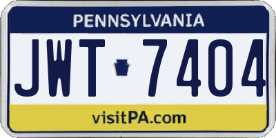 PA license plate JWT7404