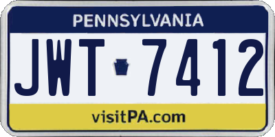PA license plate JWT7412