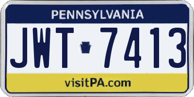 PA license plate JWT7413