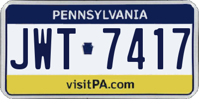 PA license plate JWT7417