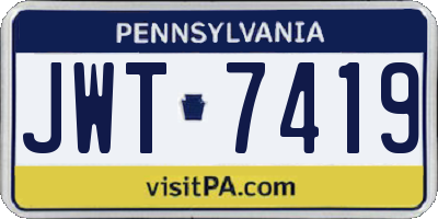 PA license plate JWT7419
