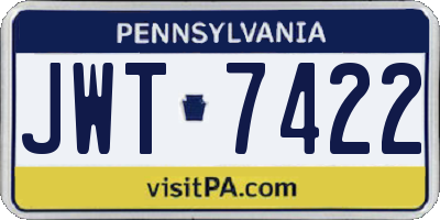 PA license plate JWT7422