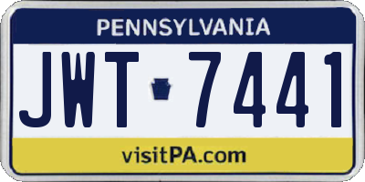PA license plate JWT7441
