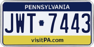PA license plate JWT7443