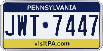 PA license plate JWT7447