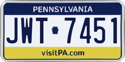 PA license plate JWT7451