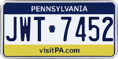 PA license plate JWT7452