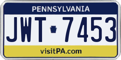 PA license plate JWT7453