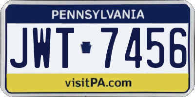 PA license plate JWT7456