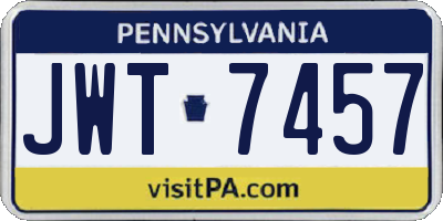 PA license plate JWT7457