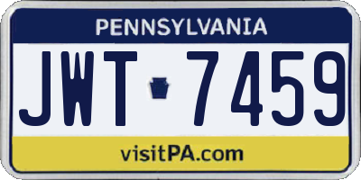 PA license plate JWT7459