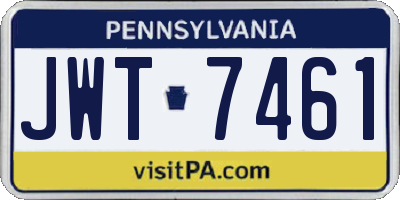 PA license plate JWT7461