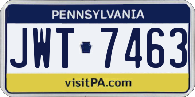 PA license plate JWT7463
