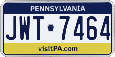 PA license plate JWT7464
