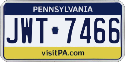 PA license plate JWT7466