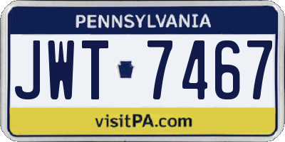 PA license plate JWT7467
