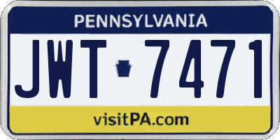 PA license plate JWT7471