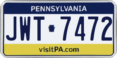 PA license plate JWT7472