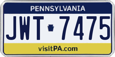 PA license plate JWT7475