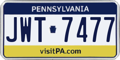 PA license plate JWT7477