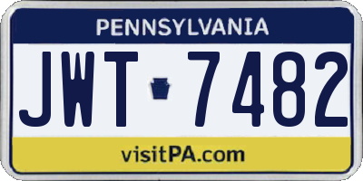 PA license plate JWT7482