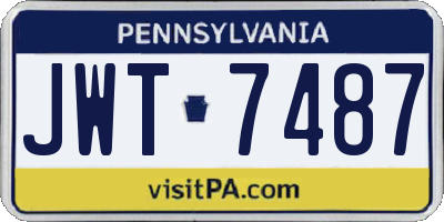 PA license plate JWT7487