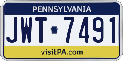 PA license plate JWT7491