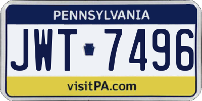 PA license plate JWT7496