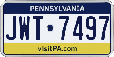 PA license plate JWT7497