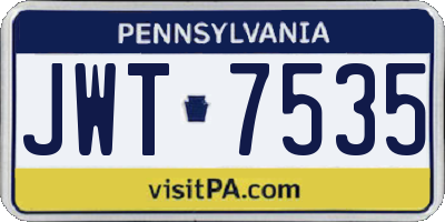 PA license plate JWT7535