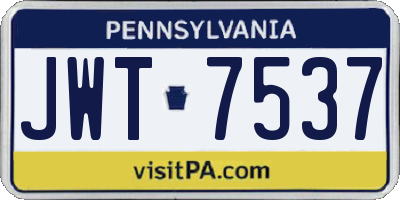 PA license plate JWT7537