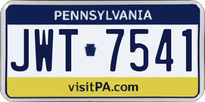PA license plate JWT7541