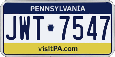 PA license plate JWT7547