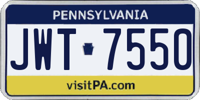PA license plate JWT7550