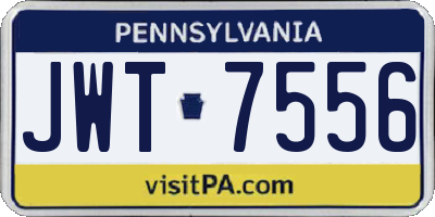 PA license plate JWT7556
